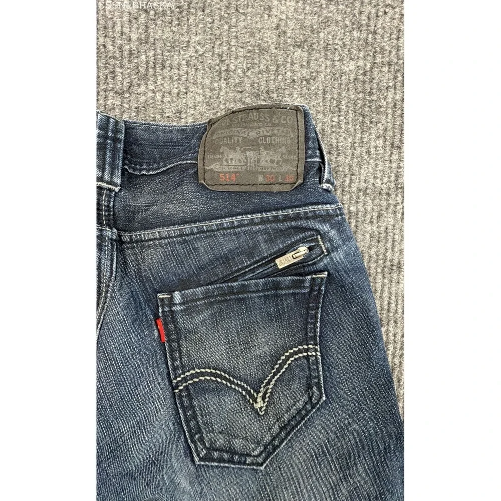 Levi's Men's 514 Slim Straight Jeans Blue Dark Wash Faded Size 30x30